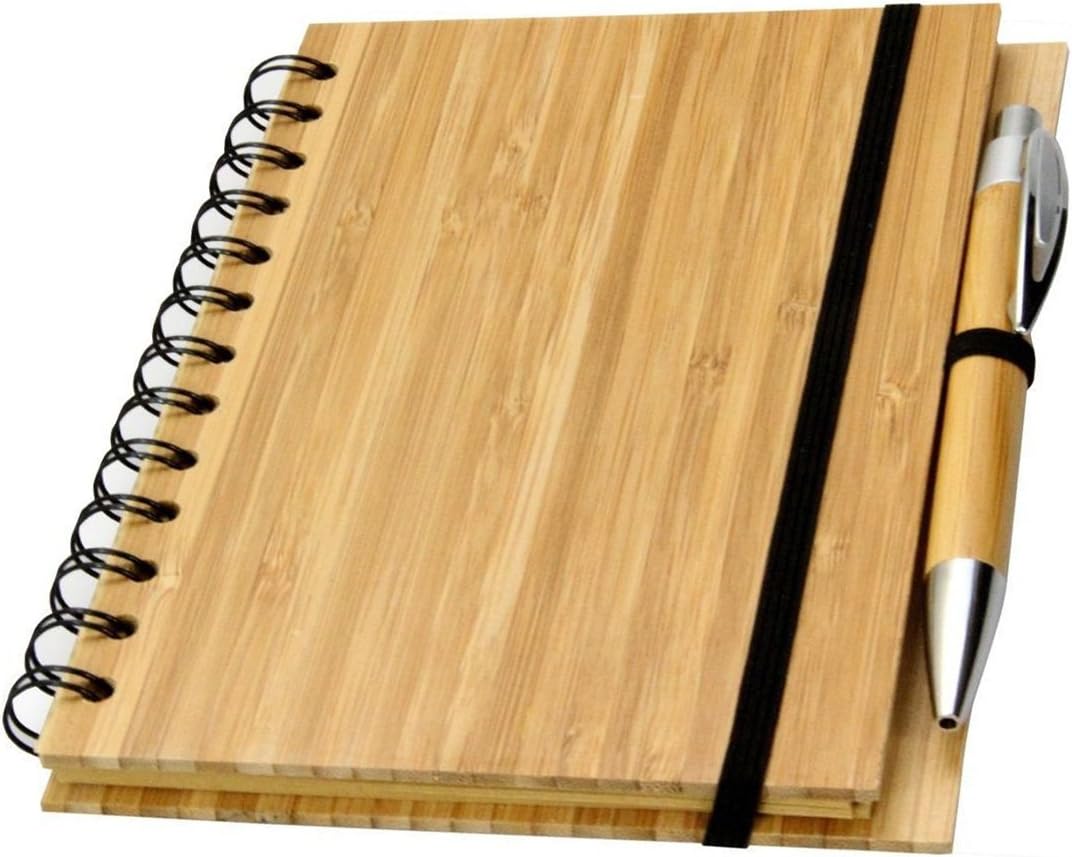 Notebook Diary Personal Organiser Daily Digital Planner Hard Bamboo Cover with Pen Scrapbook Travel