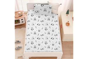 MUSOLEI Panda Sheet Panda Fitted Sheet Cute Animal Panda Bed Sheet Girl Twin Sheet Girl Full Sheet Girl Bedding Cute Girl Bed Sheet 1 Fitted Sheet with 1 Pillowcase (Twin)