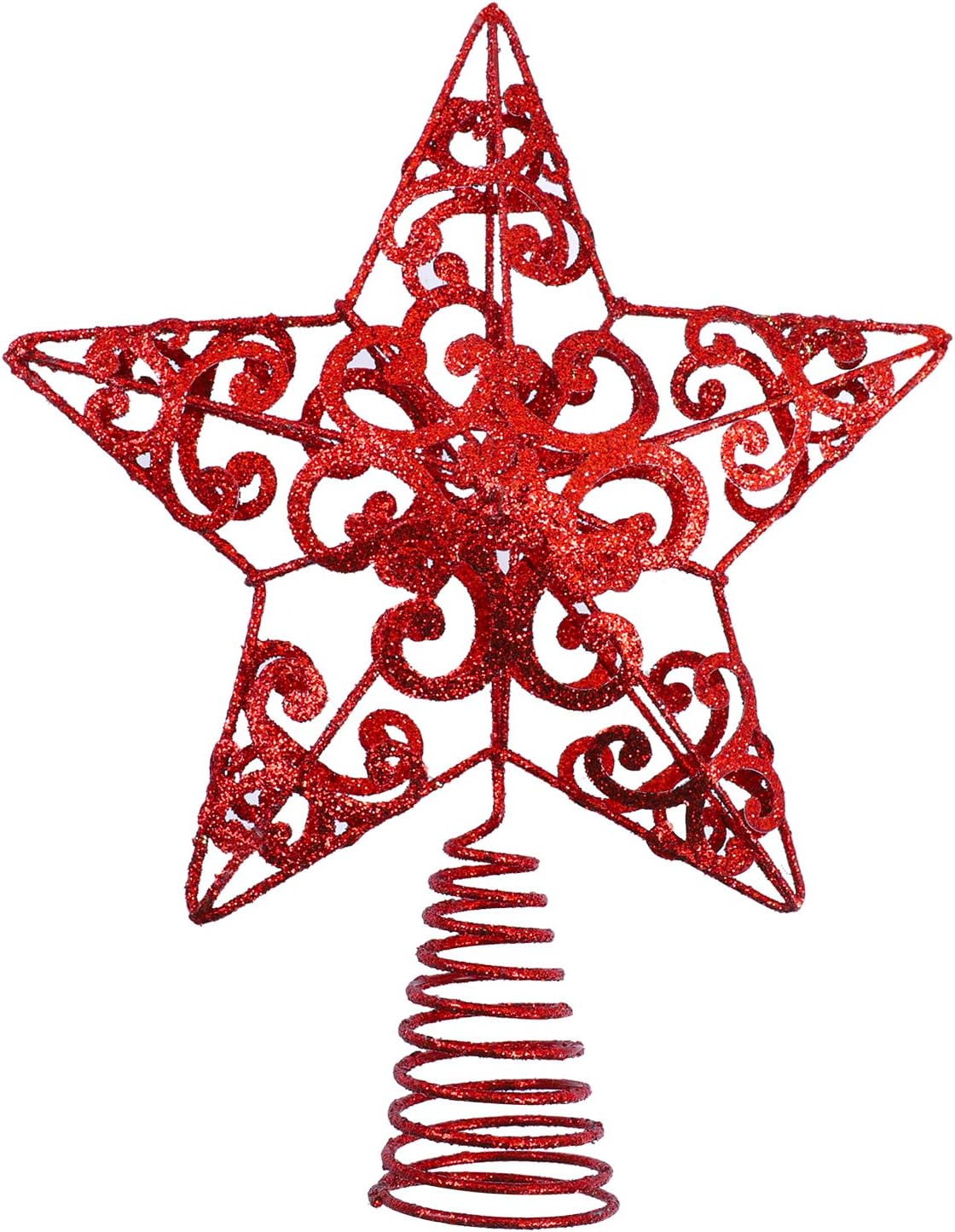 Tree Toppers - Aneco 10 Inches Metal Glittered Christmas Tree Topper Star Treetop Decoration for Christmas Home Decor
