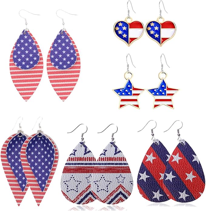MSCOLOG Patriotic Earrings for Women, Antique Lightweight Fourth of July Earrings American Flag