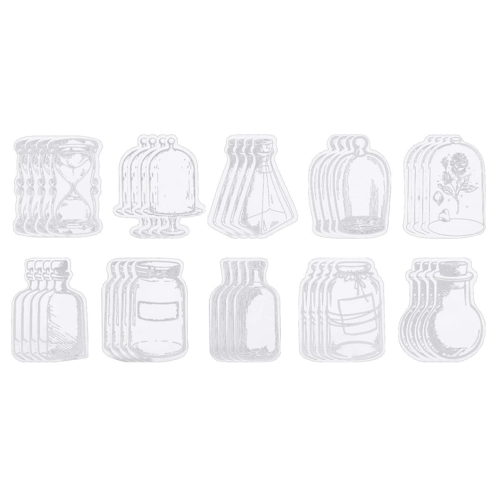 PATIKIL Transparent Dried Flower Bookmarks, 40 Pack Clear Pressed Flower Bookmark Storage Jar and Time Bottle Sticker for DIY Flower Page Clips Bookmark