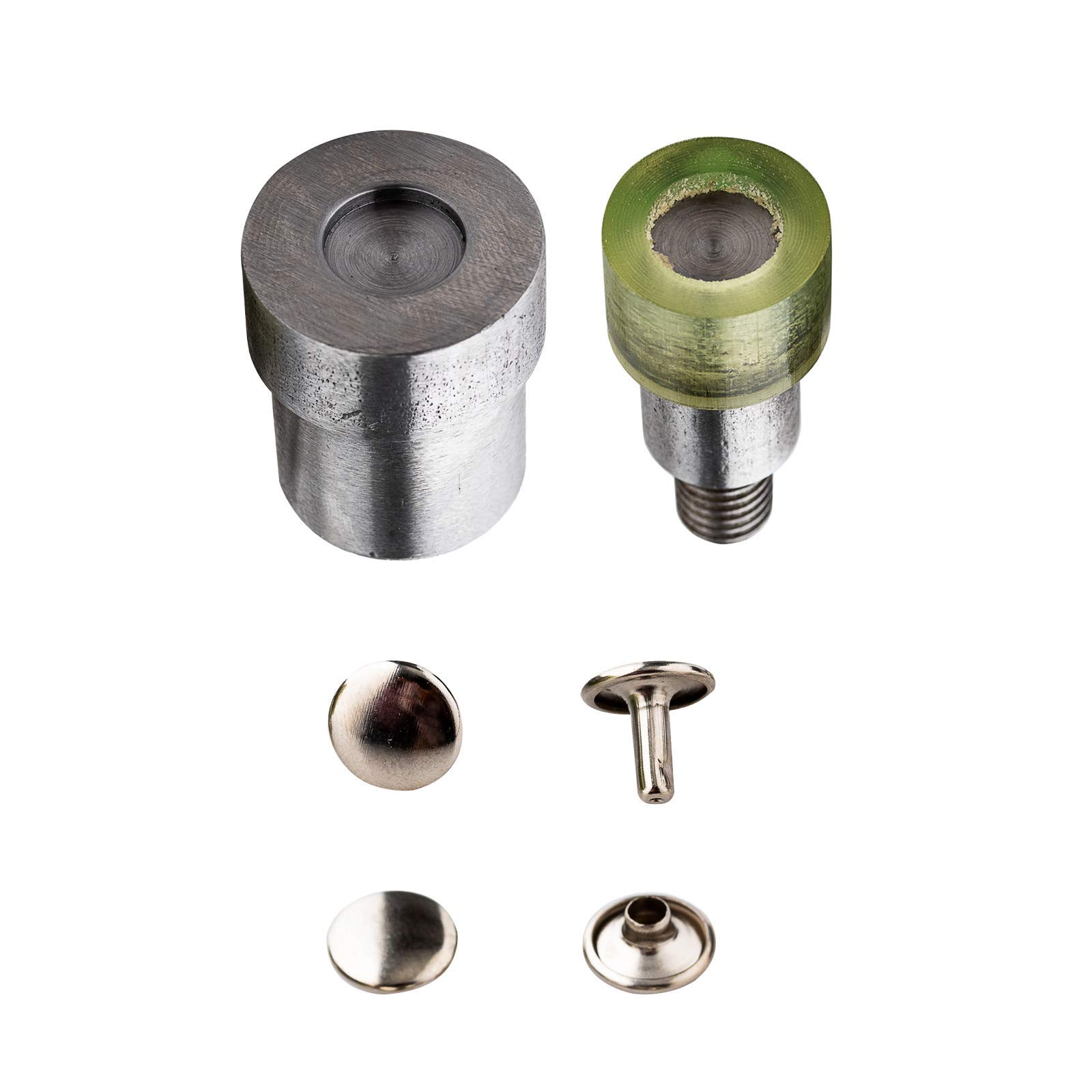 Trimming Shop Double Cap Rivets Setting Dies Tubular Rivets Fixing Dies Set for Green Hand Press Machine DIY Projects, Leathercrafts, Handbag, Repair Clothing, 7mm