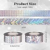 Partideal 2 Packs Bird Scare Tape 328ft Reflective Double Sided Deterrent 2.4cm view 2