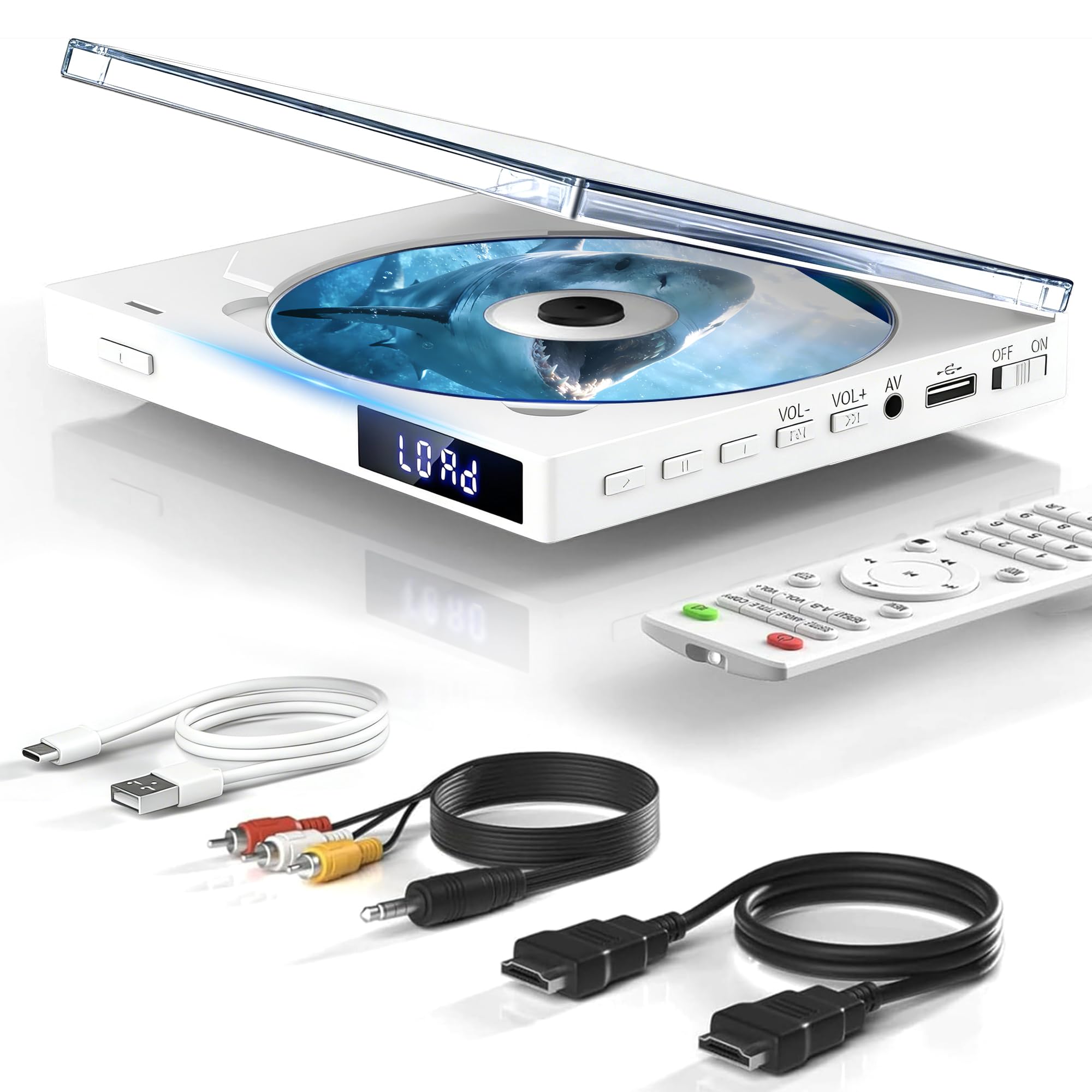 Maite Mini DVD Player, Regions Free DVD Player for TV with 1080P HDMI/AV Connection, Support NTSC/PAL System, USB Playback, Includes HDMI & RCA Cables, Remote Control