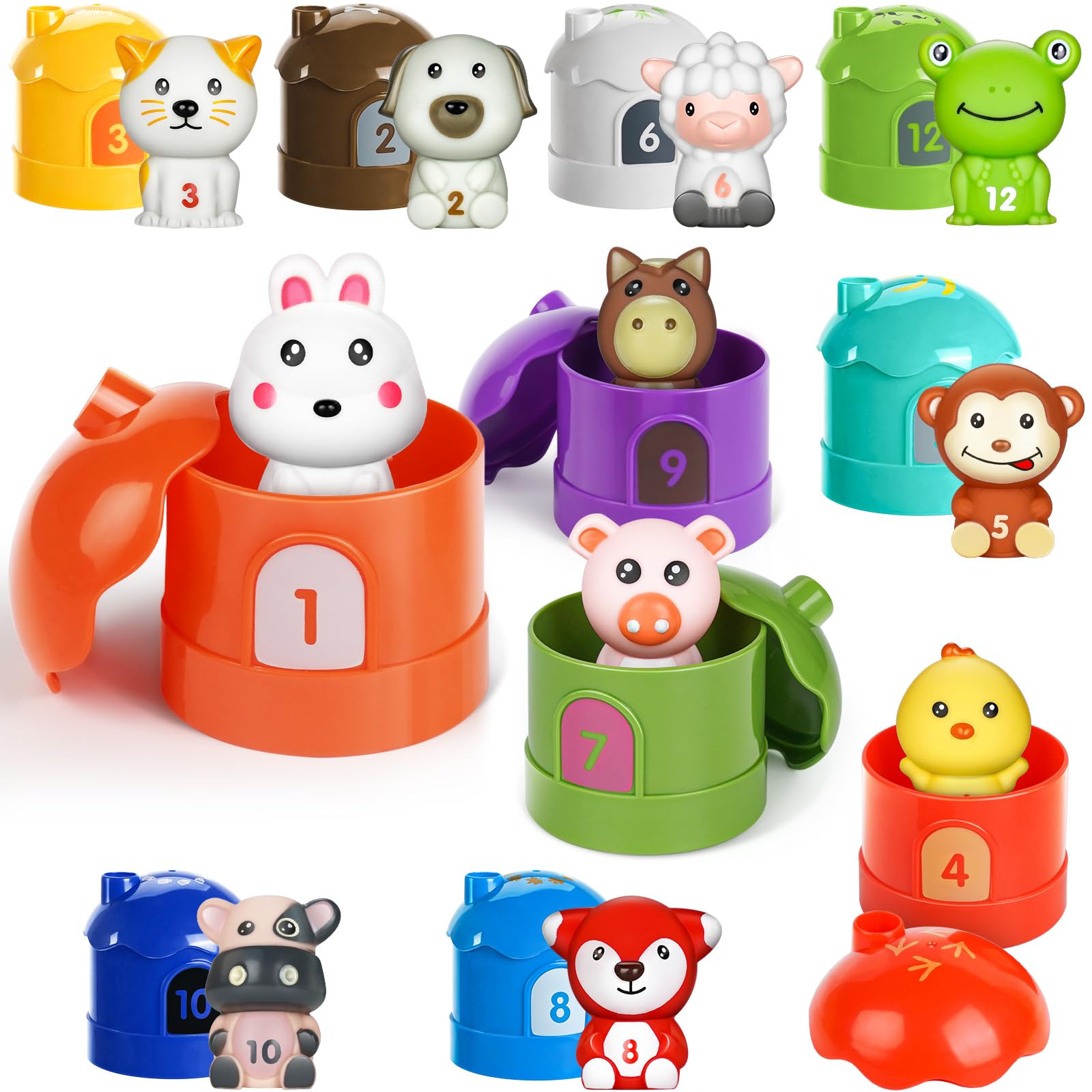 Melissa And Doug Learning Toys For 1,2,3 Year Old Toddlers, 20Pcs Farm Animals Toys Montessori Counting, Matching & Sorting Fine Motor Games, Christmas Birthday Easter Gift For Baby Boys Girls Age 12-18