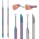 2PCS Pre-Treatment Cuticle Pusher, Dual Ended Cuticle Remover, Stainless Steel Bevel Grit Nail Cleaner Tool for Women, Loop Cuticle-Pusher for Salon, Fingernail, Toenail, Manicure, Nail Art Care
