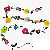 Felt Colorful Daisy Banner 120in Spring Birthday Wedding Party Decorations, Colorful Flowers GreenLeaves Chain Garland, Flower Leaf Party PhotoProps, Bohemian Daisy Home Room Hanging Garland Decor