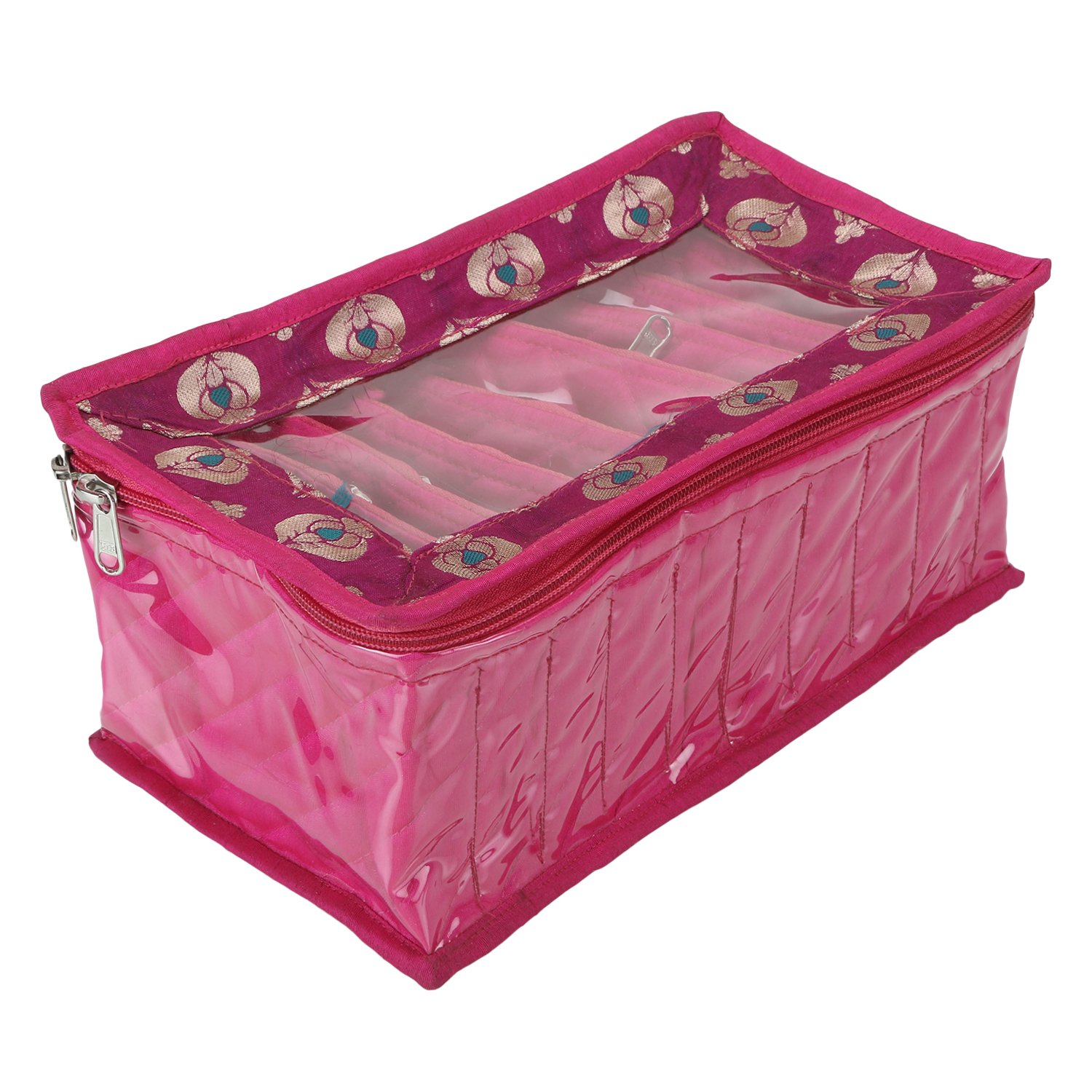 Buy ERetailer™ Multipurpose Jewellery Organizer Box with 10 Zipper Pouches (Pink) Online at Low