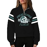 JINTING Game Day Sweatshirt Women Football Sweatshirt Football Team Fans Cropped Quarter Zip Long Sleeve Pullover Shirt