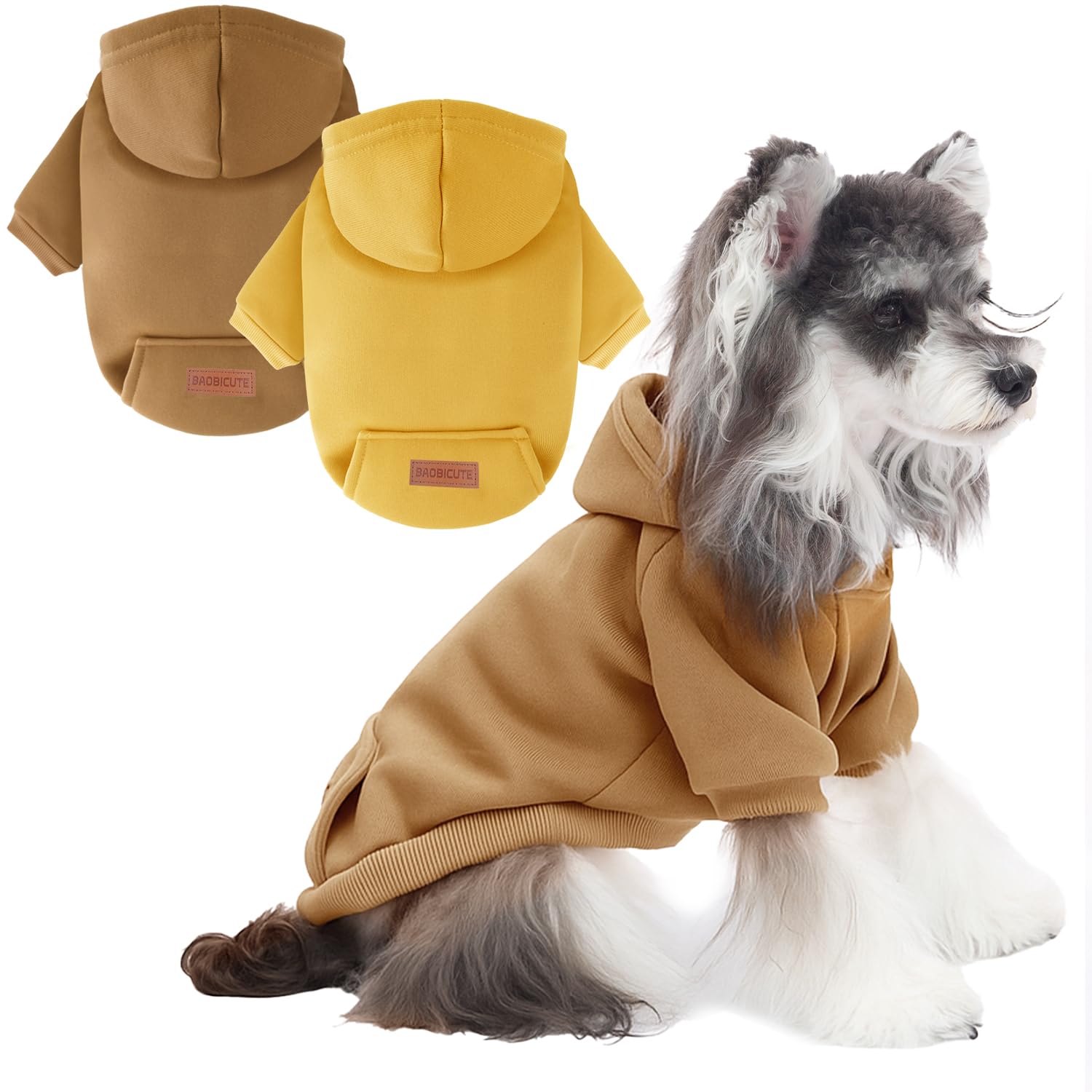 Photo 1 of 2 Pack Dog Hoodie Warm Hood Dog Sweater Cold Weather Small Dogs Sweatshirt Comfort Pet Clothes for Small Medium Dogs with Pockets Cats Chihuahua Clothes for Male Female Girl Boy Sporty Daily Wear