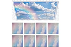 Torixqi 8 Pcs Fluorescent Light Covers for Ceiling Lights Classroom, Magnetic Light Filters, Fluorescent Light Diffuser Covers for Office, Hospitals, Home 4 x 2 Feet (rainbow)