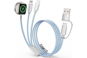 AUTALLGEE Travel Essentials for Apple Watch Charger,3 in 2 USB C Cable for Multi Charging Cable Cord,Camping Essentials Portable Designed for iWatch &Phone 17-11-4FT Blue