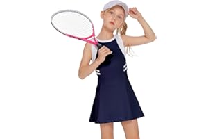 Zaclotre Girls Tennis Dress Cute Golf Outfit Sleeveless Workout Athletic Dresses with Shorts Pockets