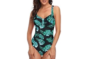 Tempt Me Women Ruched Slimming One Piece Swimsuits Tummy Control Vintage Bathing Suits