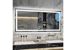 Antok 60"x 36" LED Bathroom Mirror with Lights, Anti-Fog, Dimmable, Lighted Vanity Mirror with Tempered Glass, Memory Function, 3 Light Modes, Safe Use, Horizontal, Vertical