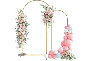 Snughome Arch Backdrop Stand, Set of 2 Metal Arch Stand (7.2FT+6FT), Gold Wedding Arch Frame for Party, Baby Shower, Holiday, Ideal for Balloon Flower