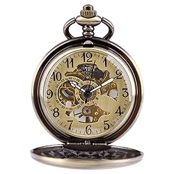 Bronze Smooth Vintage Skeleton Mechanical Pocket