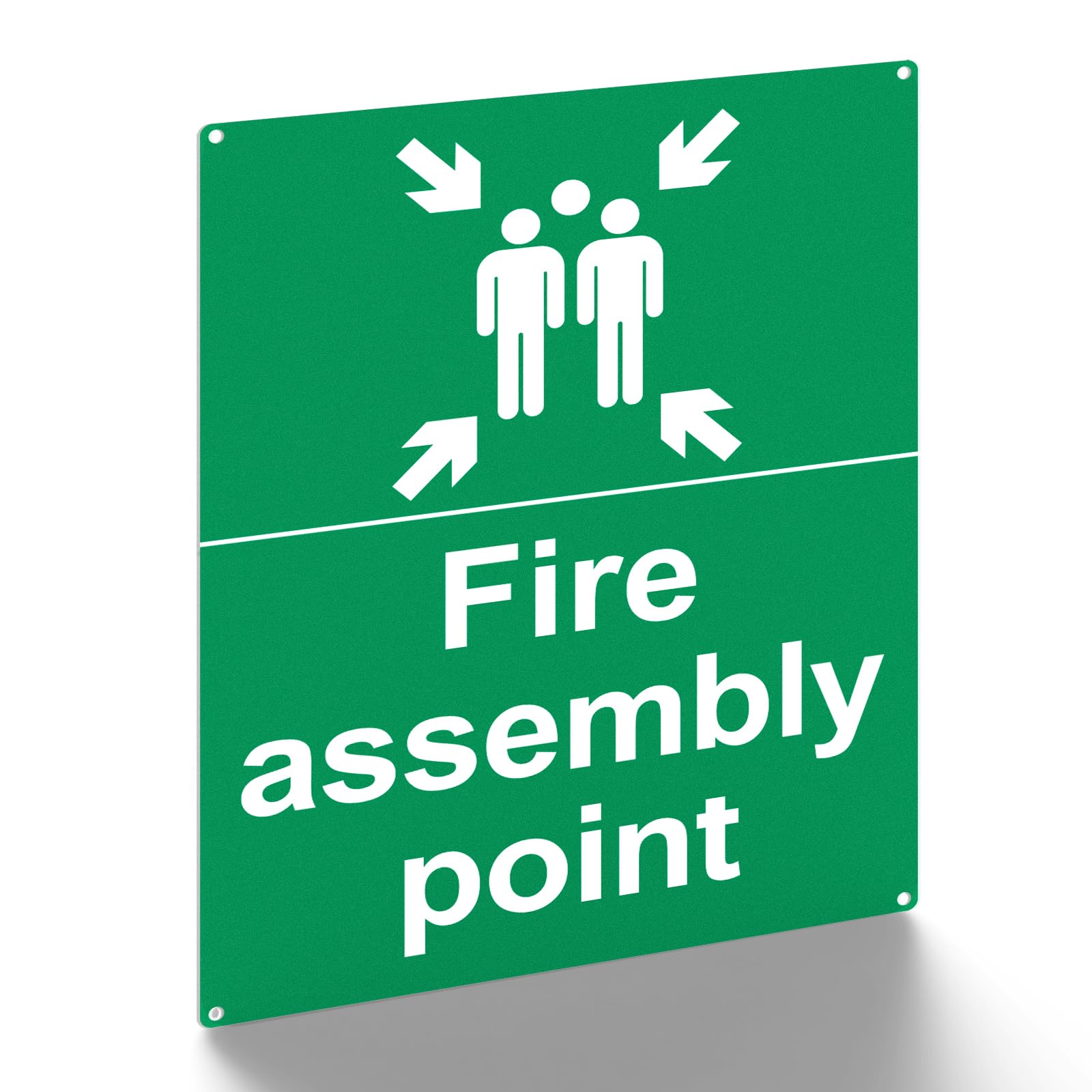 Fire Assembly Point Sign - 400 x 300 x 1mm - Matte Rigid Plastic Fire Safety Signs with 4 Pre-Drilled Holes - Ideal Outdoor Safety Assembly Point