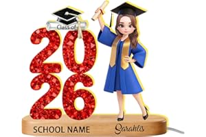 Personalized Class of 2026 2027 Senior Shiny Effect Acrylic Plaque, Custom Name Portraits Graduates Desk Decor Sign, High Sch