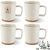 AmorArc 12oz Ceramic Coffee Mugs set of 4, Stylish Coffee Mugs with Rustic Terracotta Underside for Men/Women/Latte/Cappuccino/Milk/Cocoa,Dishwasher&Microwave Safe -Beige