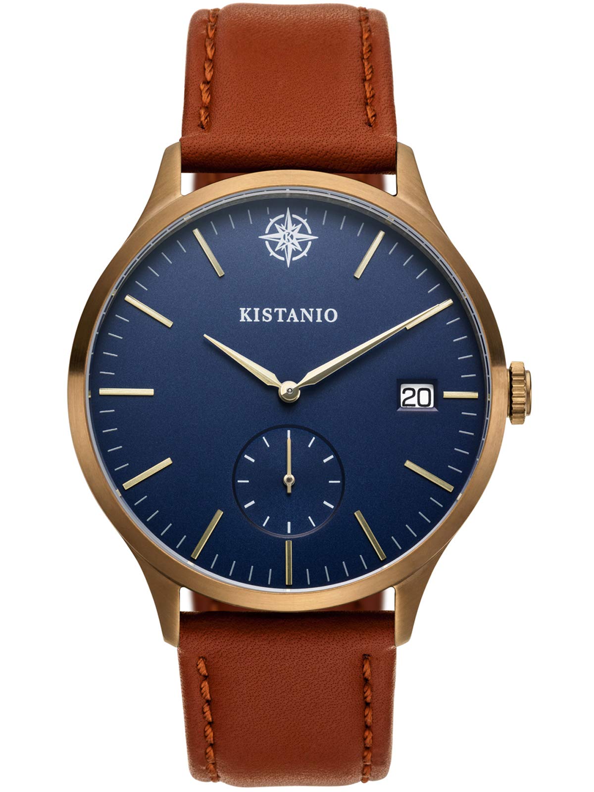 Kistanio KIS-STR-40-112 Men's Watch Stratolis Sapphire Glass Khaki Blue with Brown Leather Strap