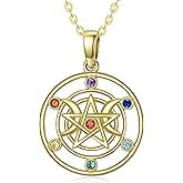 KECHO Pentagram Necklace Jewelry for Women 14K Gold Chakra Pentacle Pendant Necklace for Women Real Yellow Gold Pagan Wiccan Magic Amulet Necklace Gifts for Mom Mother