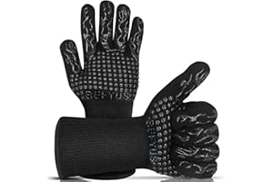 BBQ Glove Extreme Heat Resistant 1472°F Oven Gloves High Heat Resistant Silicone Oven Mitts for Kitchen Long Kitchen Gloves f