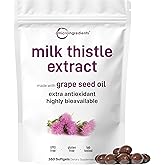 Micro Ingredients Milk Thistle Supplement 6,000mg | 360 Softgels with Grape Seed Oil | Highly Bioavailable Extract | Liver Support & Detox | Contains Active Silymarin + Antioxidants