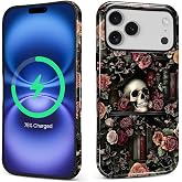 AshaPro for iPhone 17 Pro Max/18 Pro Max Case Compatible with MagSafe 2-in-1 Glossy All Inclusive Anti Fall Doublelayer Protection Soft TPU+PC Back Cover Women Pattern 6.9inch Skull Bookshelf