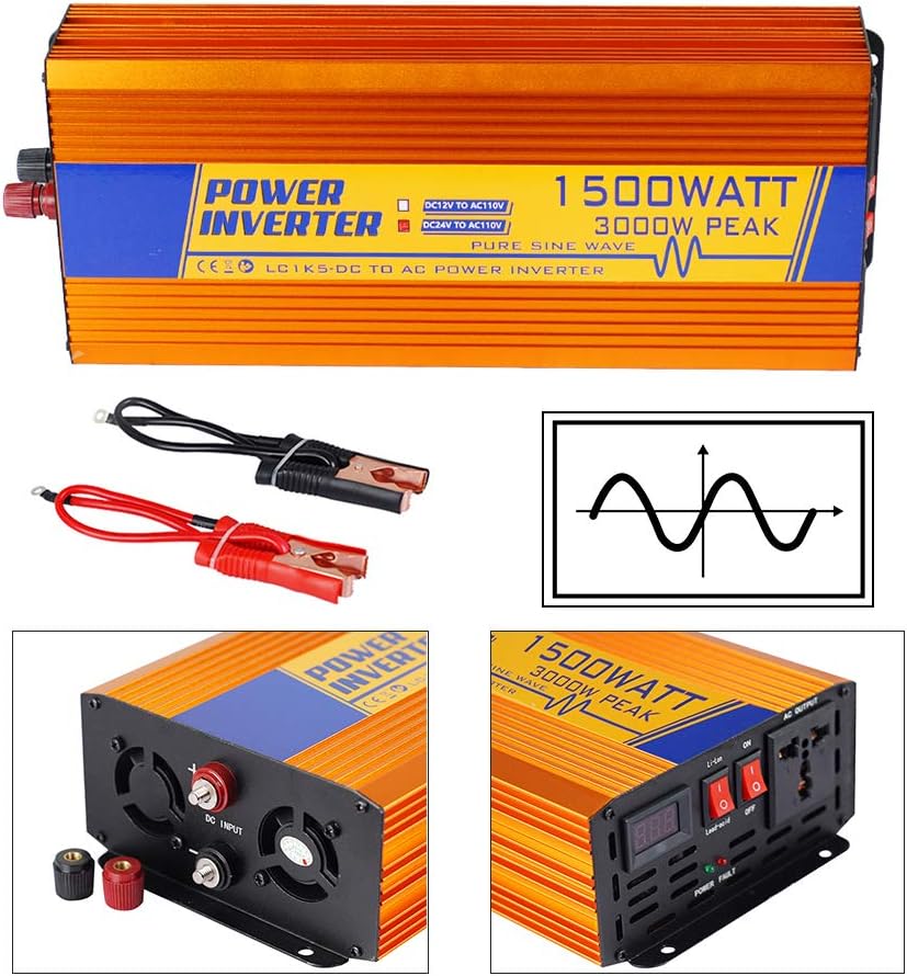 ECOWORTHY Pure Sine Wave Inverter 1500W 24V Solar