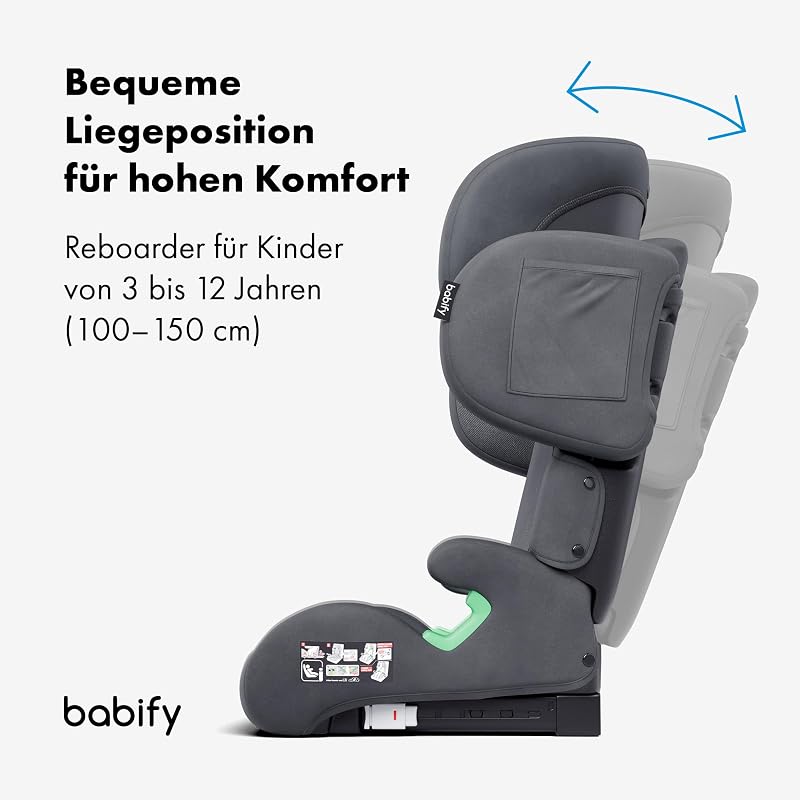 FlexiFit Premium Kindersitz 15–36 kg - ECE R129, Isofix, 11-Fach Kopfstütze, 2-Fach Rückenlehne, Ausziehbare Seiten, Faltbar, Auto Kindersitz, Grau