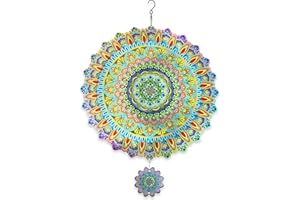 NINAT Wind Spinner Sun Catcher 3D Stainless Steel with Swivel Hooks Hanging Decorations for Art Garden Yard Indoor/Outdoor Décor(Dazzling colors)