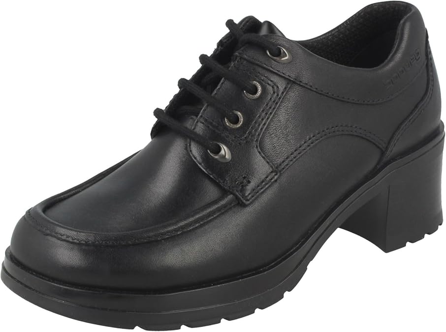 Clarks Girls Bootleg School Shoes Expert Black Leather UK Size 1G