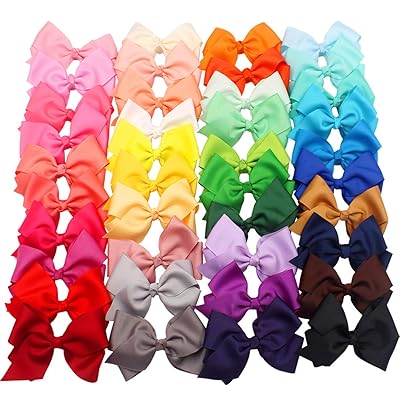 JOYOYO 40 Colors 4" Hair Bows Clips Girls Pigtail Bows Alligator Clips for Baby Girls Fine Hair Infants