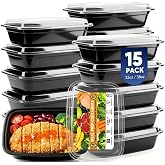 15 Pack Meal Prep Containers Reusable 32OZ, Leakproof To Go Containers | BPA-Free Take Out Disposable Food Leftover Storage Containers with Lids Microwave Freezer Dishwasher Safe Prep Containers