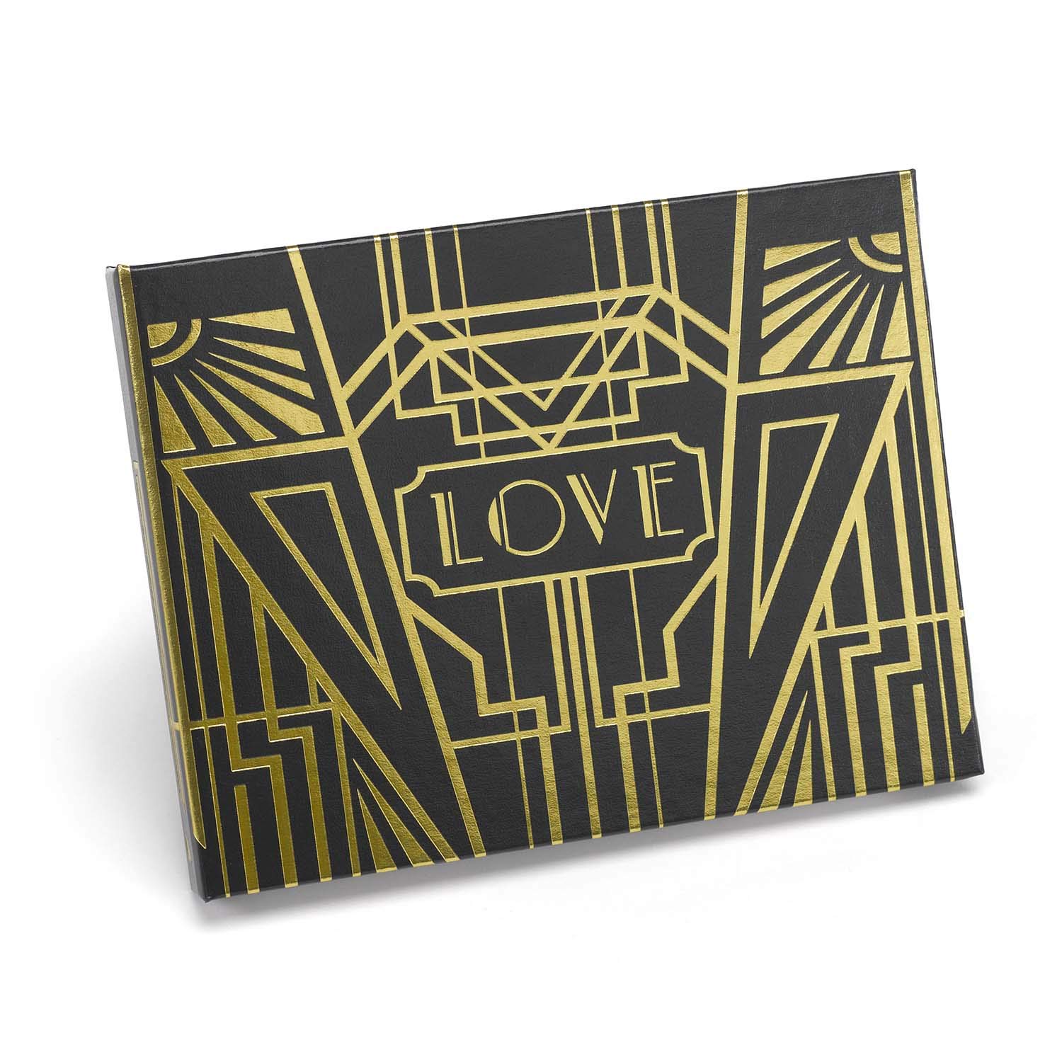 Hortense B. Hewitt Art Deco Black and Gold Guest Book, 7.5 x 5.75-Inches