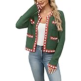 Cropped Cardigan for Women Open Front Jackie O Sweater Jacket Button Down Fall Chunky Knit Coats