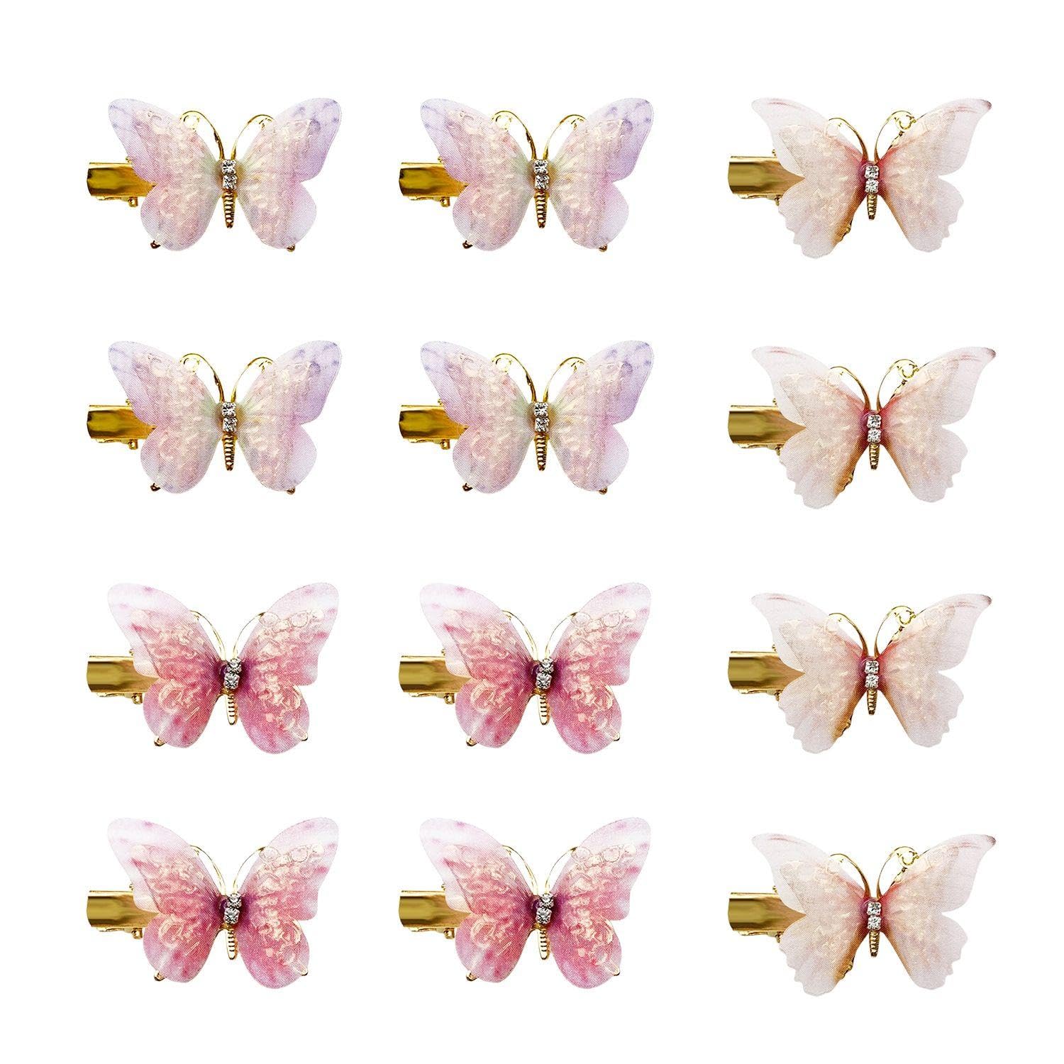 12 Pieces Butterfly Hair Clips, Girls Hair Clips, Butterfly Clip Headbands, Colorful Clips, Hair Accessories, Children'S Hair Accessories