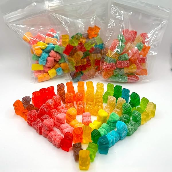 NIMIANO BRAND GUMMI CANDY | SOFT AND CHEWY ASSORTED FLAVOR DELICIOUS GUMMIES | 12 FLAVOR, AQUA SOUR AND NEON | FRESHLY PACKED SEPARATLY OF 3| 5.3 OZ SHARE ZIPPER BAGS | GIFT SET | TOTAL 1 LB. (GUMMI BEARS)