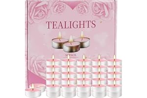 CAKETYCG 50-Pack Pink Tea Lights Candles, Small Unscented Tealights Candles Bulk for Birthday, Christmas Decorations,Anniversaries, 4 Hours Burn Time…