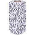 Leecogo Cotton Twine Yellow And White Baker String 2mm Thick 328 Feet Christmas Twine For Gift Wrapping DIY Crafts Home Decoration Gardening