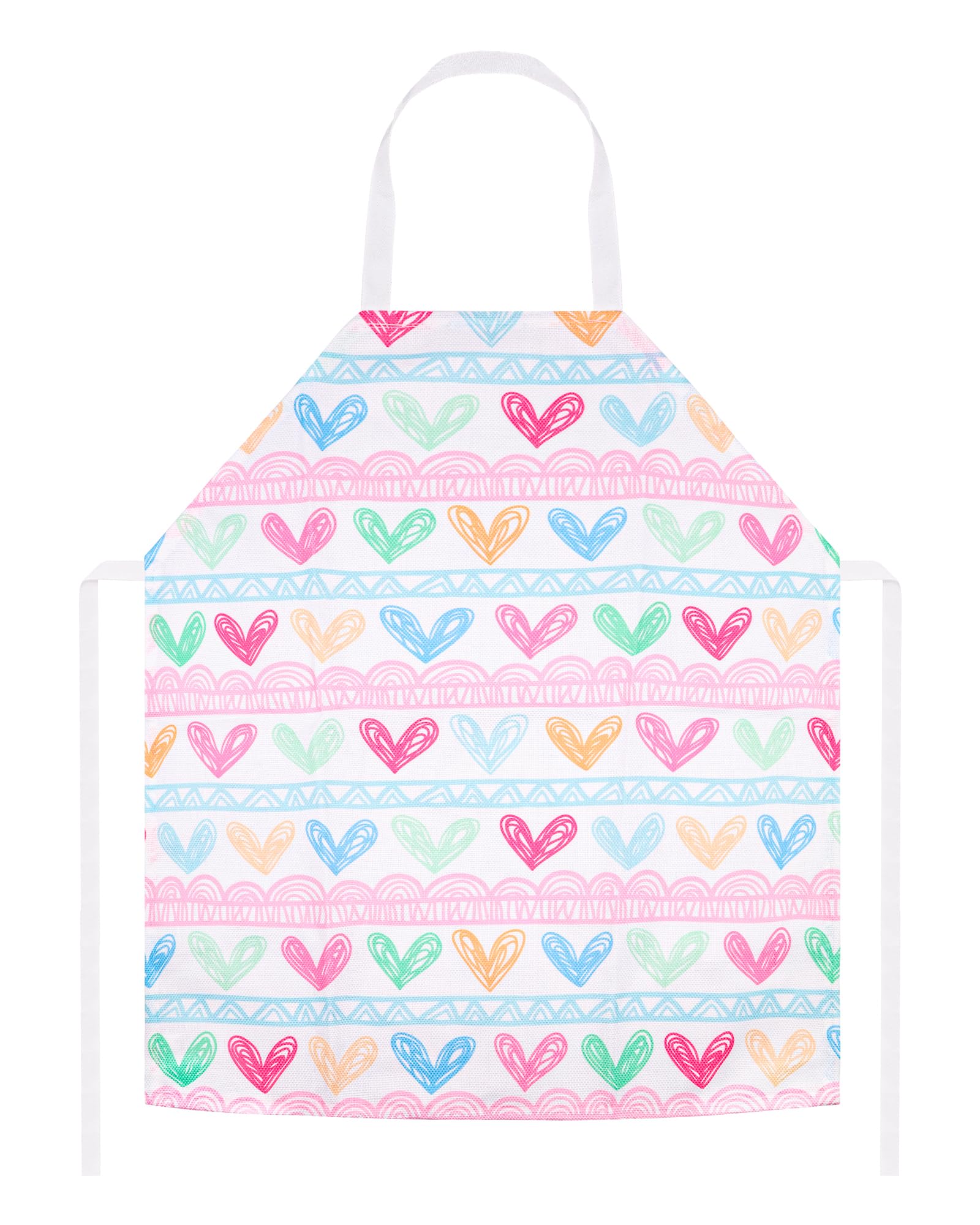 TOPWAYS Kids Aprons, Cute Cartoon Kitchen Cooking Baking Apron for Boys and Girls, Children's Apron for Art Painting Gardening (colorful hearts)