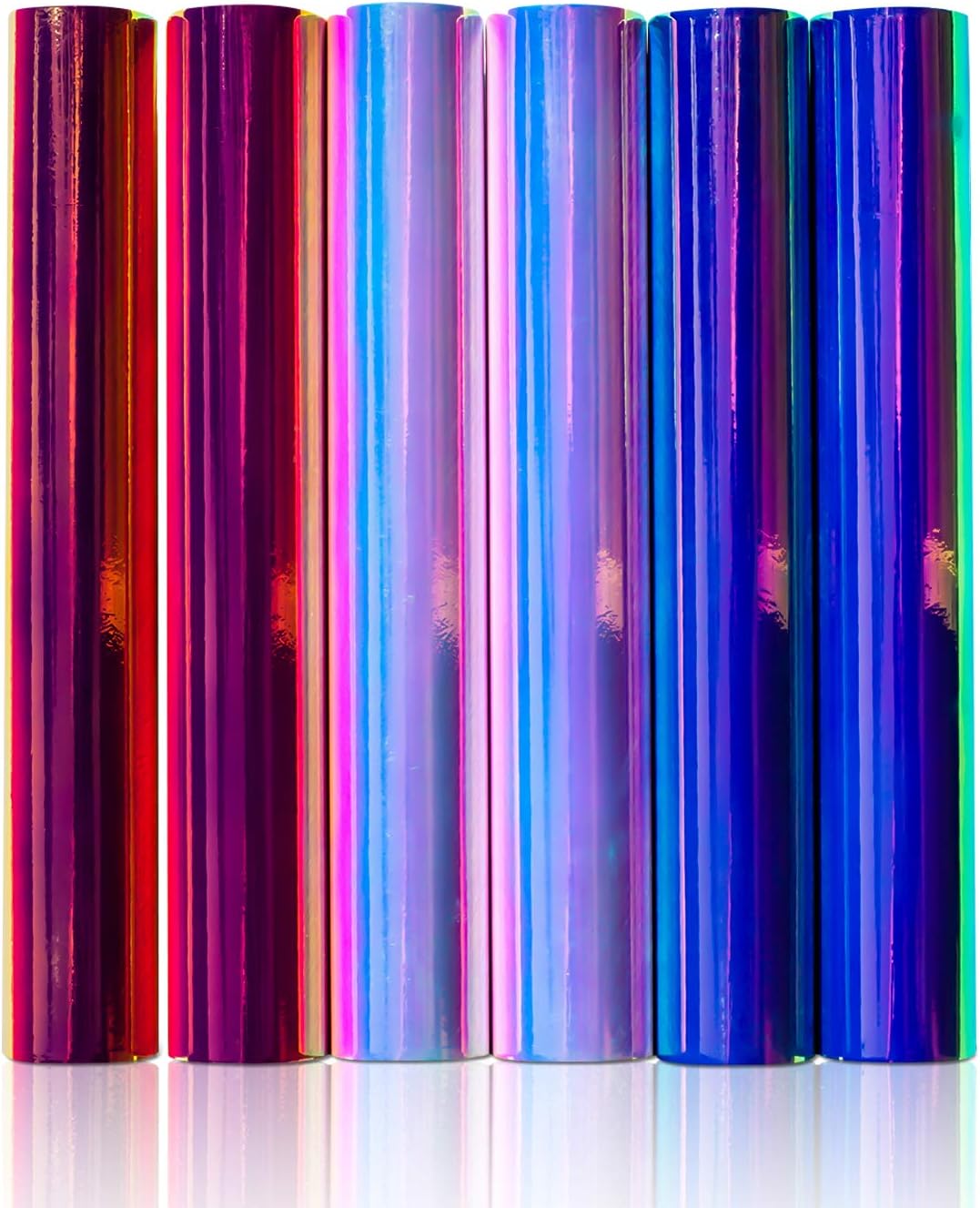 6-Pack of Opal Holographic Vinyl Sheets (Blue, Pink and White) - 12" x 12" - Permanent Adhesive Vinyl Sheets That Work with Cricut, Silhouette, Graphtec, Pazzles, Inspirations, Quickutz and More