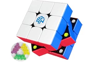 LOTFANCY GAN 356 M 3x3 Magnetic Speed Cube, GAN Cube Standard Version with Extra GES, 3x3x3 Magic Cube, Stickerless (ver. 2020)