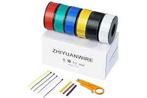 ZHIYUANWIRE ZHIYUAN 24 Gauge Wire, Stranded Silicone Electrical Wire Spool 24 AWG, 26.2ft/8m 6 Colors, Flexible Tinned Copper Hook up Wire Kit for LED, RC Models, DIY Projects, Electrical Wiring, Automotive