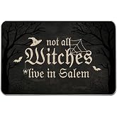 QIONG MENG Halloween Door Mat Not All Witches Live in Salem Rug Outdoor Decorative Doormats Entrance Rugs Floor Front Mats for Farmhouse Home Kitchen 17 x 27 Inch