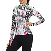Loovoo Women's Workout Jacket Lightweight Zip Up Athletic Jackets Cropped Slim Fit Running Yoga Tops with Pockets