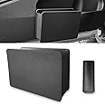 NTNEV Car Trash Can, PU Leather Multi-Function Garbage Can, Foldable Hanging Mini Cars Storage Bag Container, Car Seat Back Storage Box, Storage for Small Objects (Black)