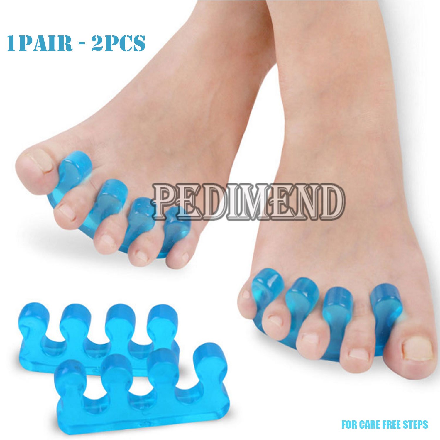 PEDIMEND 2x Silicone Gel TOE Separator - Toe Stretcher/Straightener/Spacer - Prevent Toes Overlapping - Avoid Toe Squeezing - Ideal for Dancers & Yogis - UNISEX - Foot Care