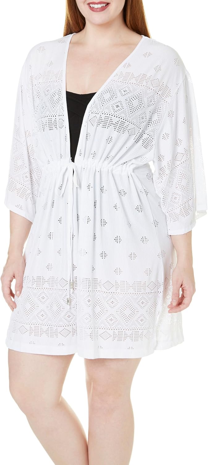 Wearabouts Dotti Plus Size LaserCutout Coverup Women's